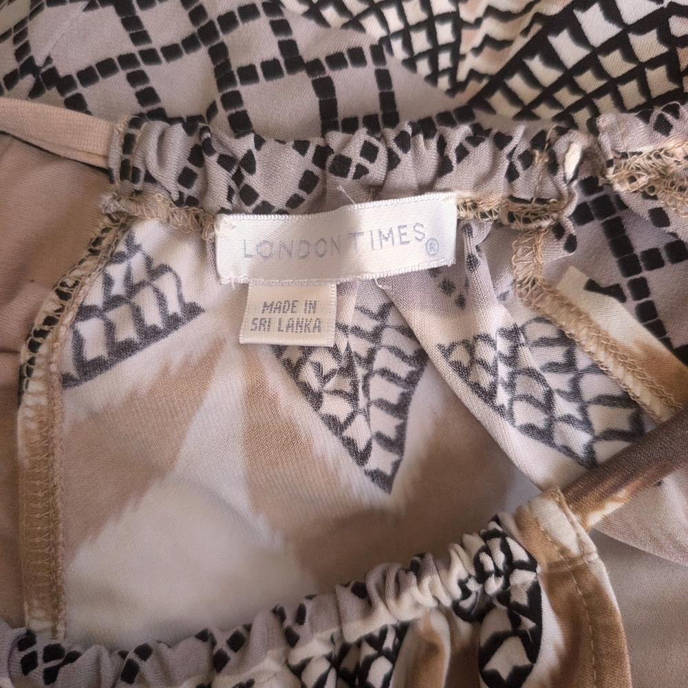 London Times Tan and Brown Chevron Pattern Halter Maxi Dress - Picture 12 of 14